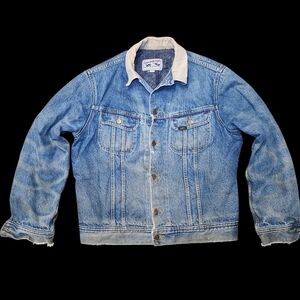 Classic 80s Lee Storm Rider Super Distressed Blue Denim Jacket Vintage